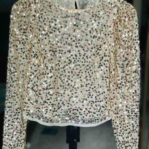 ASOS DESIGN long sleeve crop top with sequin